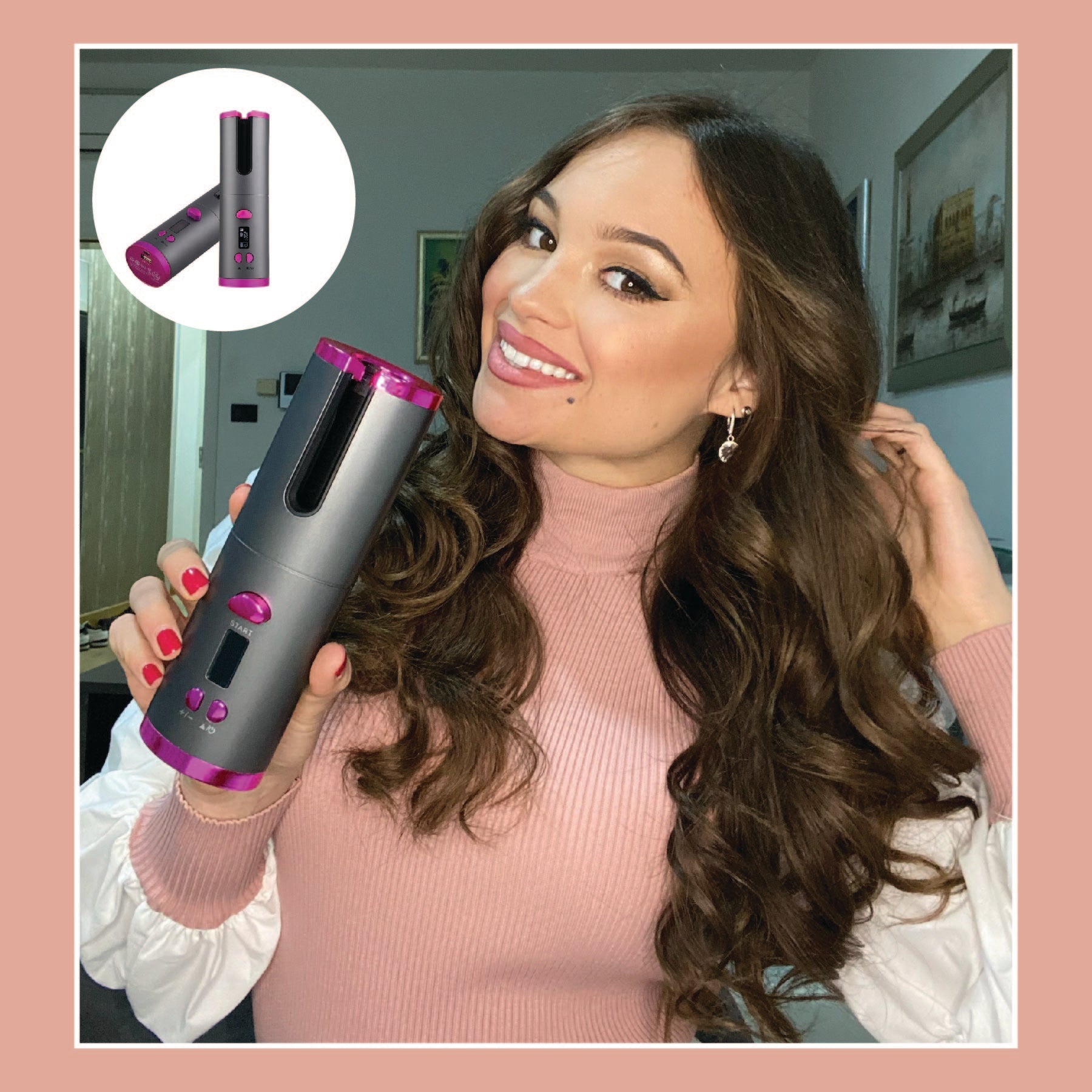 🌟 Rizador de Pelo Automático – Rizos Perfectos sin Esfuerzo, ¡Solo con Presionar un Botón!